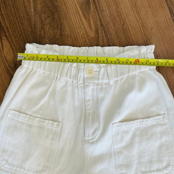 Emerson Fry Cream Linen Paper Bag Waist Cropped Pocket Pants Size M - Picture 4 of 8
